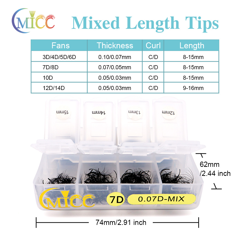 Cmicc 500/1000Fans Mixed Lengt - Eyelash Extension Medium ulasan dan harga